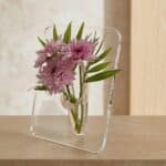 Vase transparent carré en acrylique, décoration d'intérieur style japandi