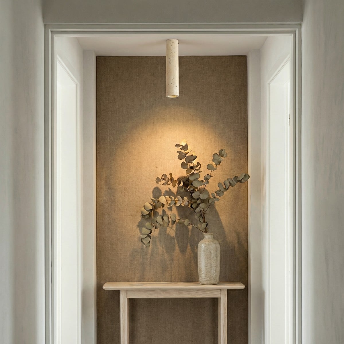 Spot plafonnier Japandi travertin naturel minimaliste beige, luminaire au design japandi