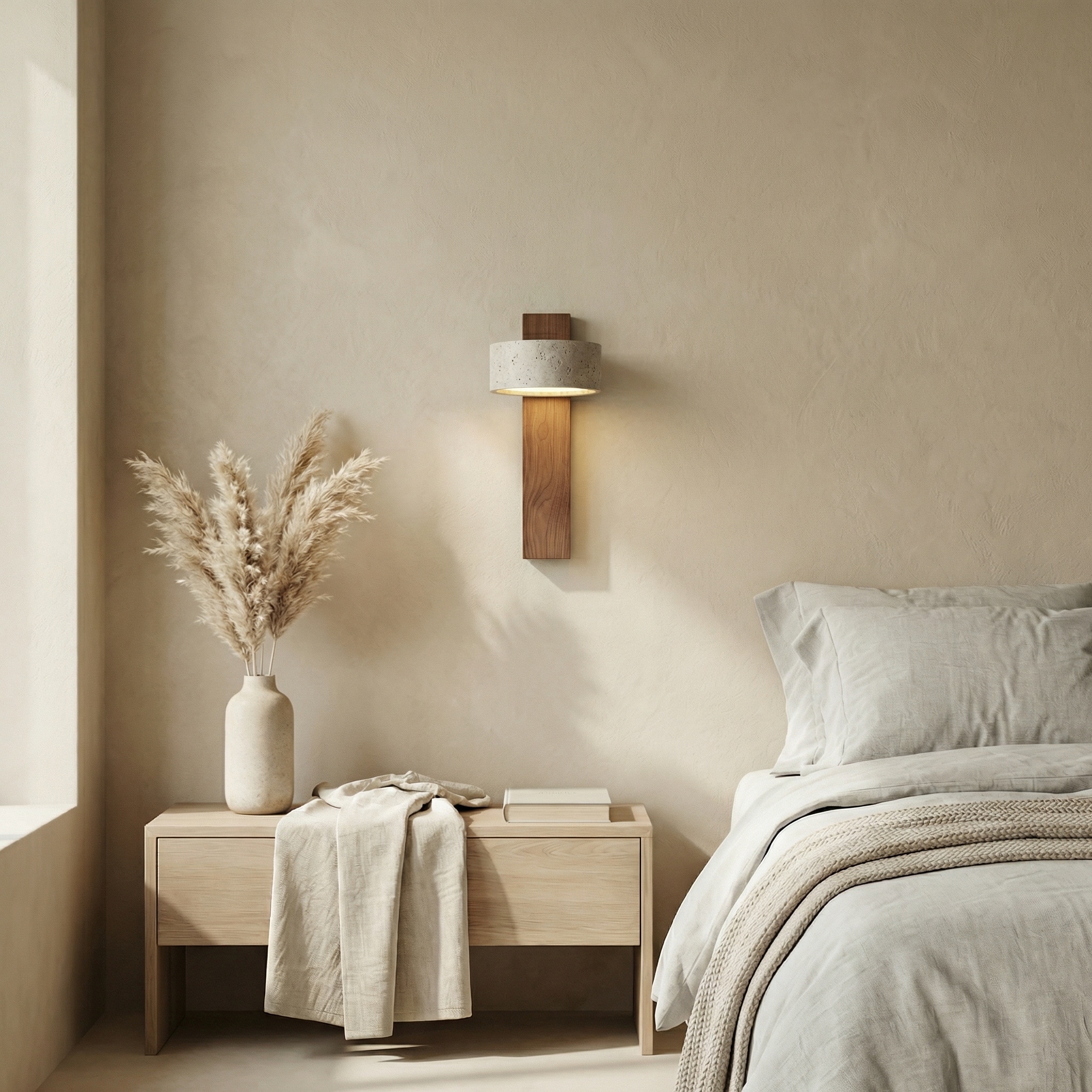 Applique murale Japandi orientable ambiance cosy naturelle, luminaire au design japandi