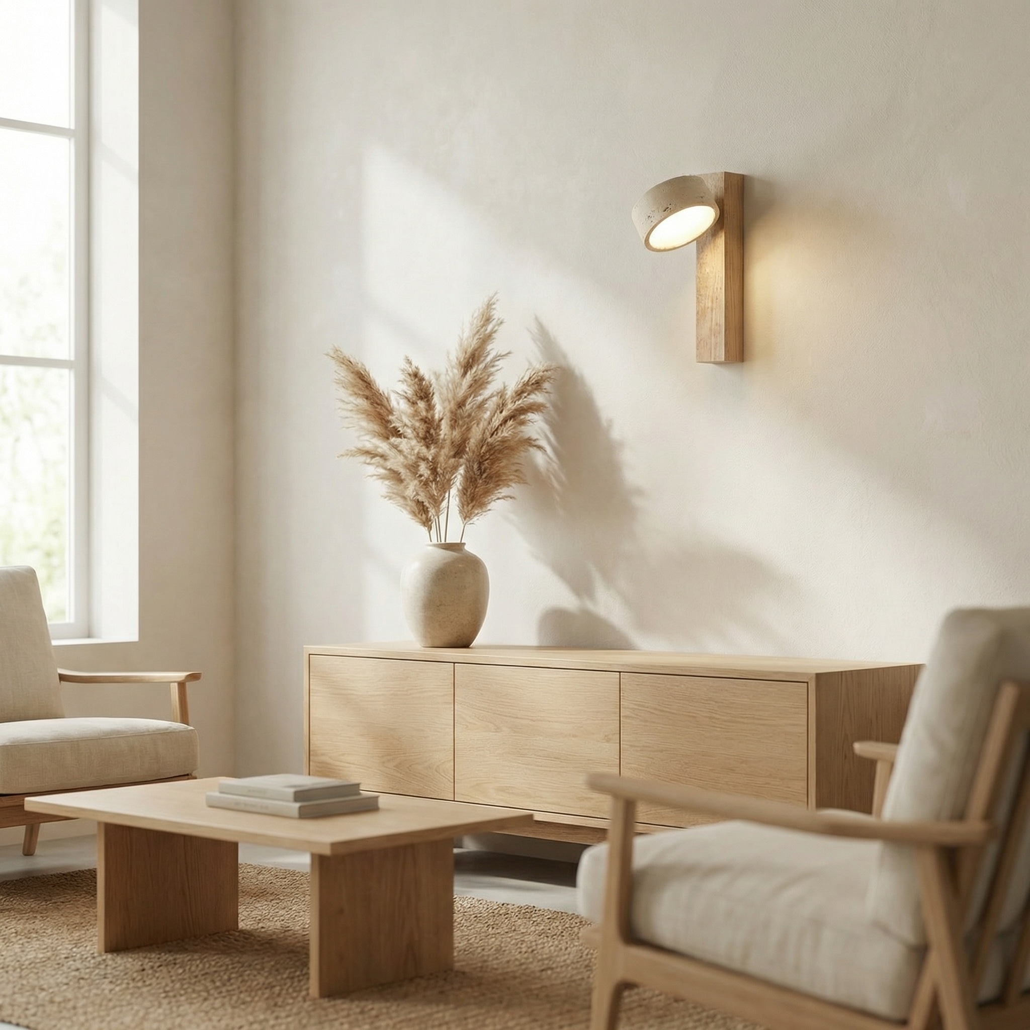 Applique murale Japandi orientable ambiance cosy naturelle, luminaire au design japandi