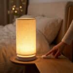 Lampe Japandi cylindre blanc chaud USB, luminaire au design japandi