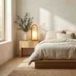 Lampe de table bois Japandi épuré, luminaire au design japandi
