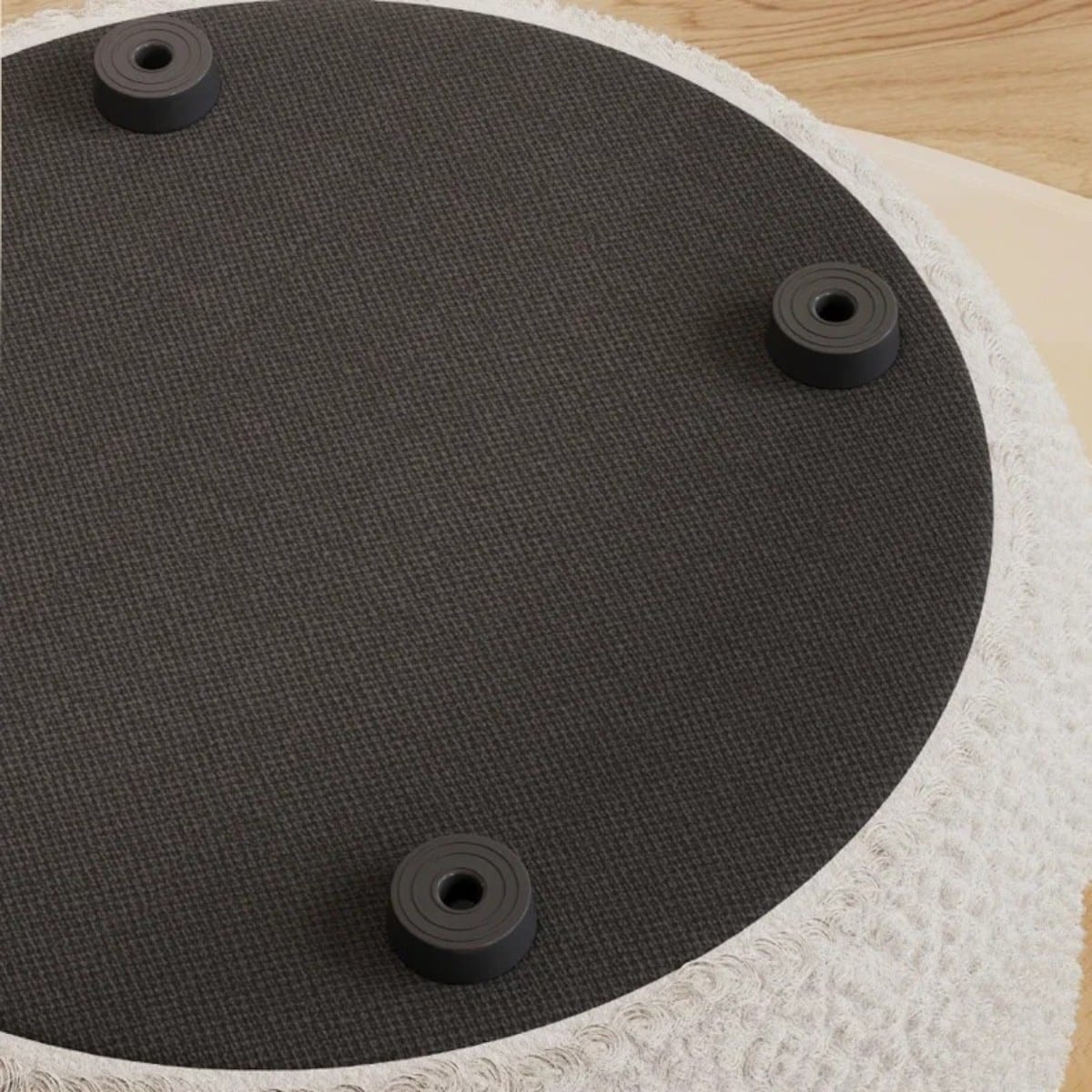 Pouf Japandi bouclette beige style minimaliste, décoration d'intérieur style japandi