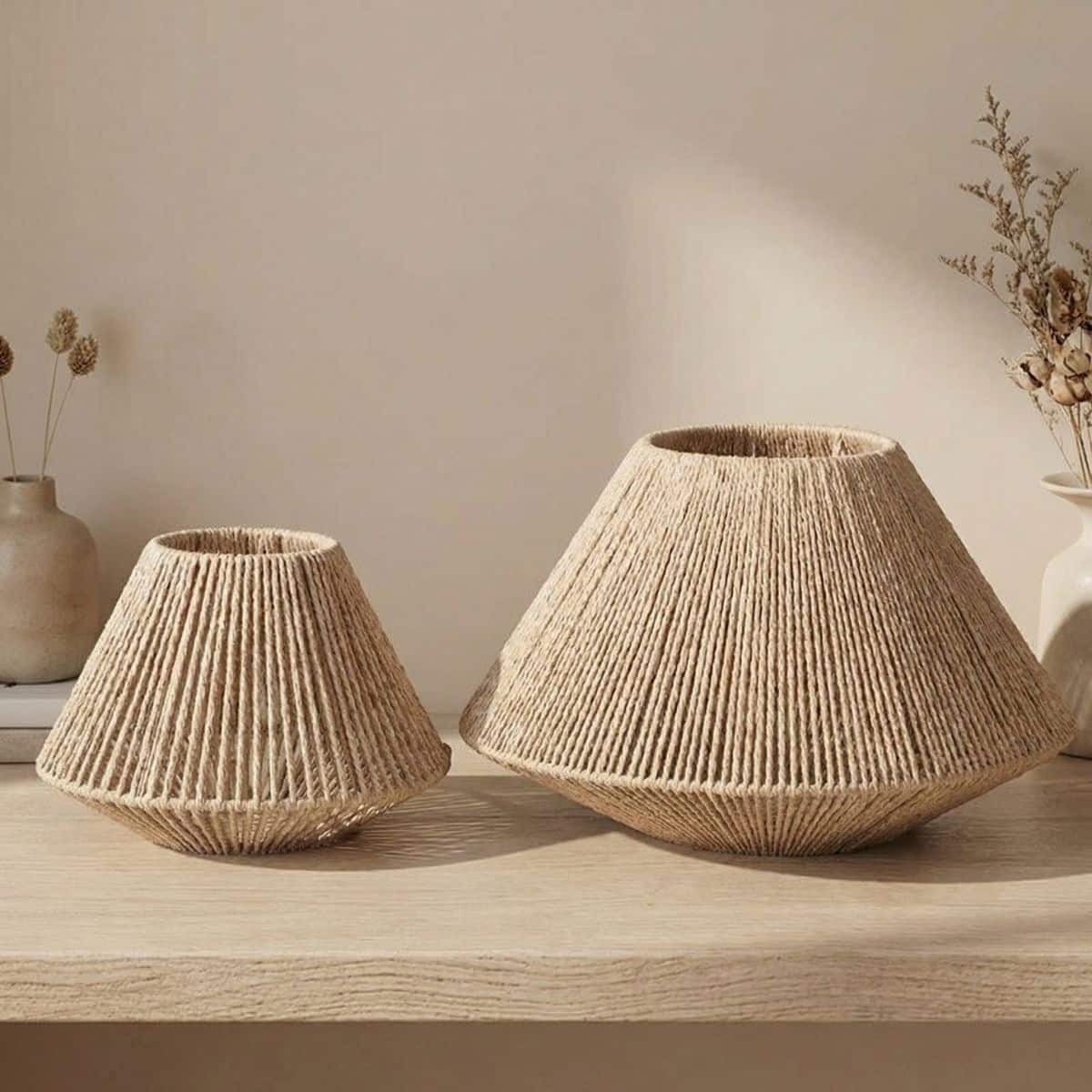 Abat-jour japandi tressé coloris naturel — style japandi