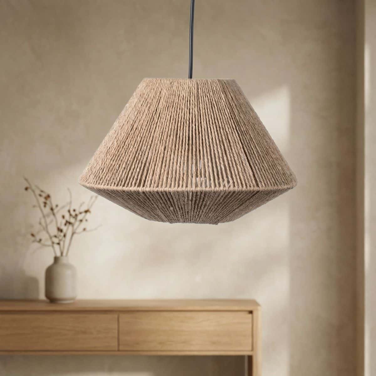 Abat-jour japandi tressé coloris naturel — style japandi