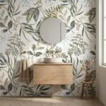 Papier peint japonais botanique feuillages verts — style japandi
