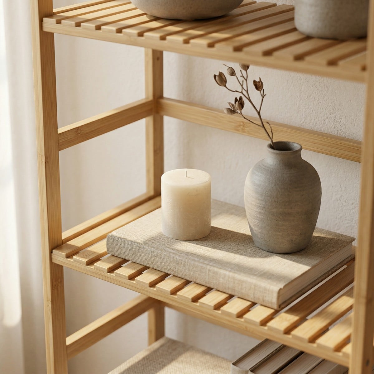 Étagère bambou Japandi 7 niveaux — style japandi