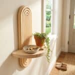 Étagère Japandi murale arc minimaliste en bois — style japandi