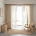 Rideau voilage japonais beige lumière naturelle — style japandi