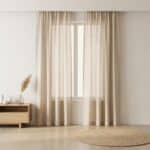 Rideau voilage japonais beige lumière naturelle — style japandi