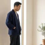 Veste japonaise épaisse pour homme, vêtement japonais porté de face