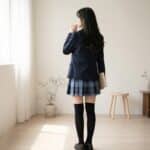 Uniforme japonais blazer jupe à carreaux pour lycéenne — style japandi