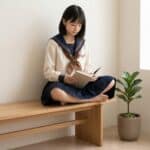 Uniforme japonais fille ton neutre — style japandi