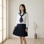 Uniforme scolaire japonais fille marine — style japandi