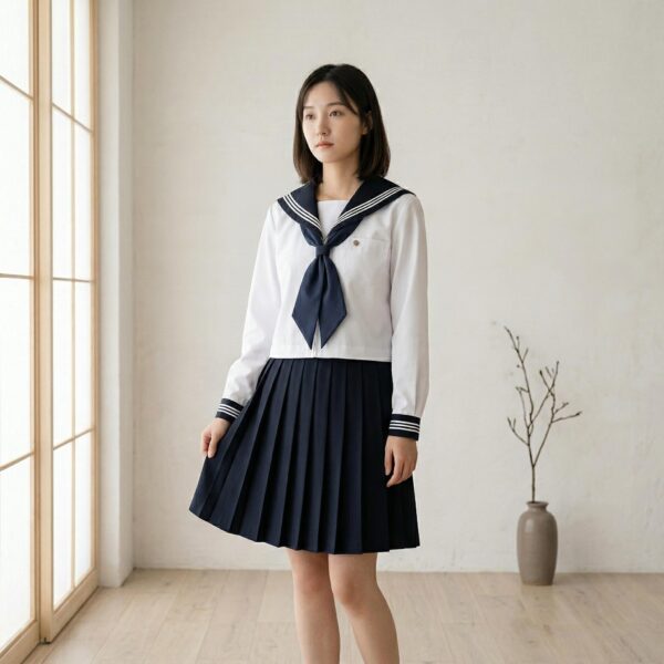 Uniforme scolaire japonais fille marine — style japandi