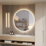 Miroir japandi rond intelligent avec éclairage LED — style japandi
