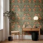 Papier peint japonais botanique pivoine — style japandi