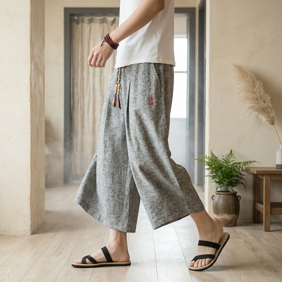 Pantalon japonais homme 7/8 confort quotidien — style japandi