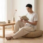 Pantalon japonais homme carotte écru et ceinture obi — style japandi