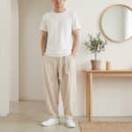 Pantalon japonais homme carotte écru et ceinture obi — style japandi