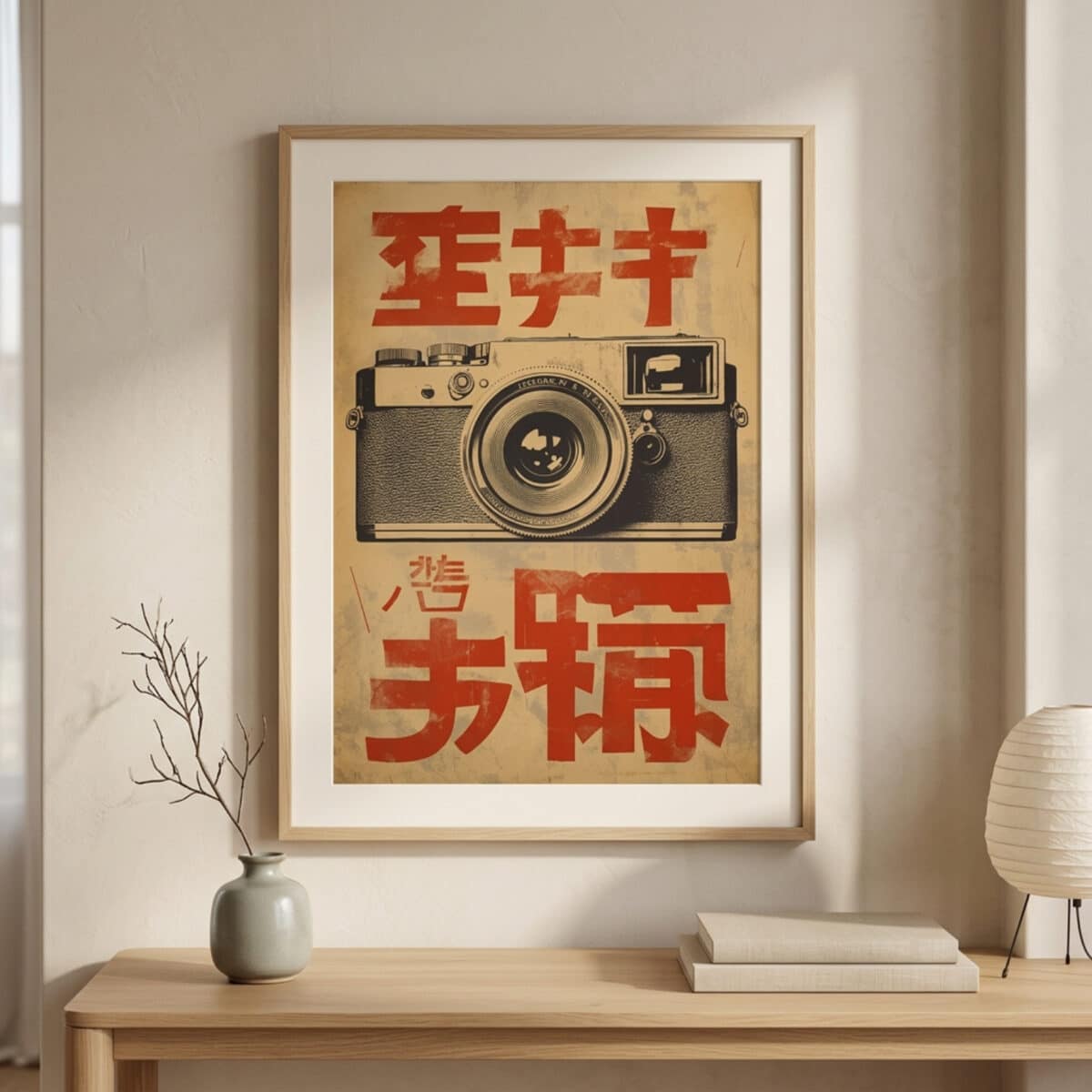 Affiche japandi appareil photo vintage — style japandi