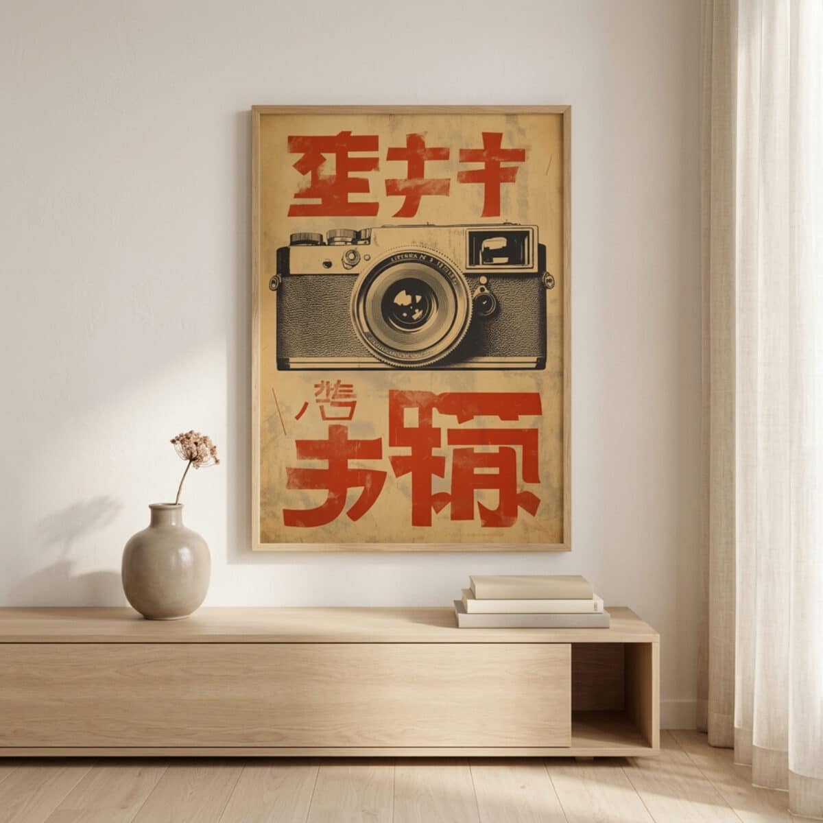 Affiche japandi appareil photo vintage — style japandi