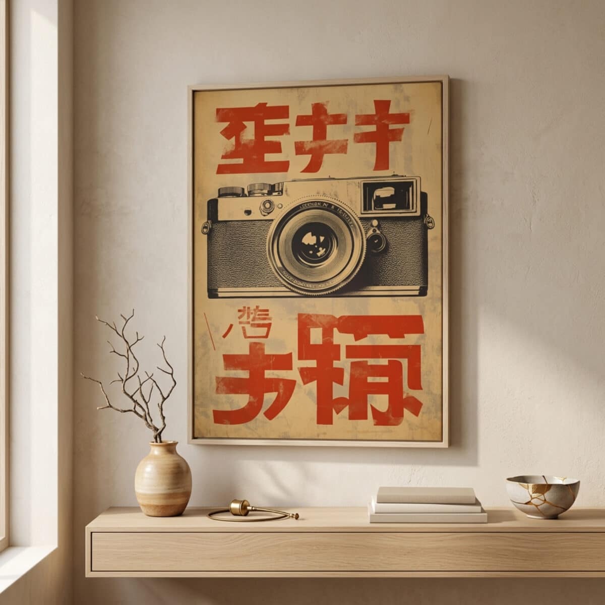 Affiche japandi appareil photo vintage — style japandi