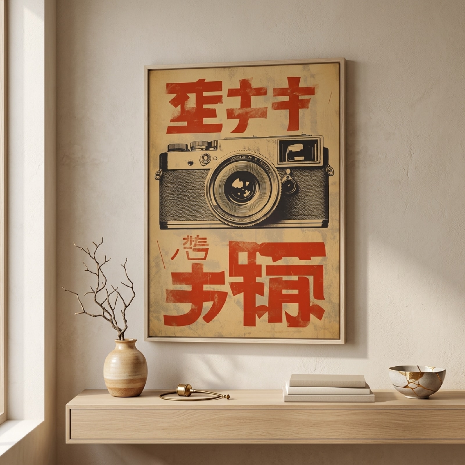 Affiche japandi appareil photo vintage — style japandi